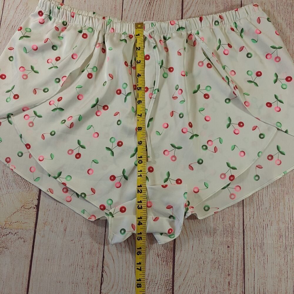 Colsie white cherry satin pajama tank short set sz L - Picture 9 of 14